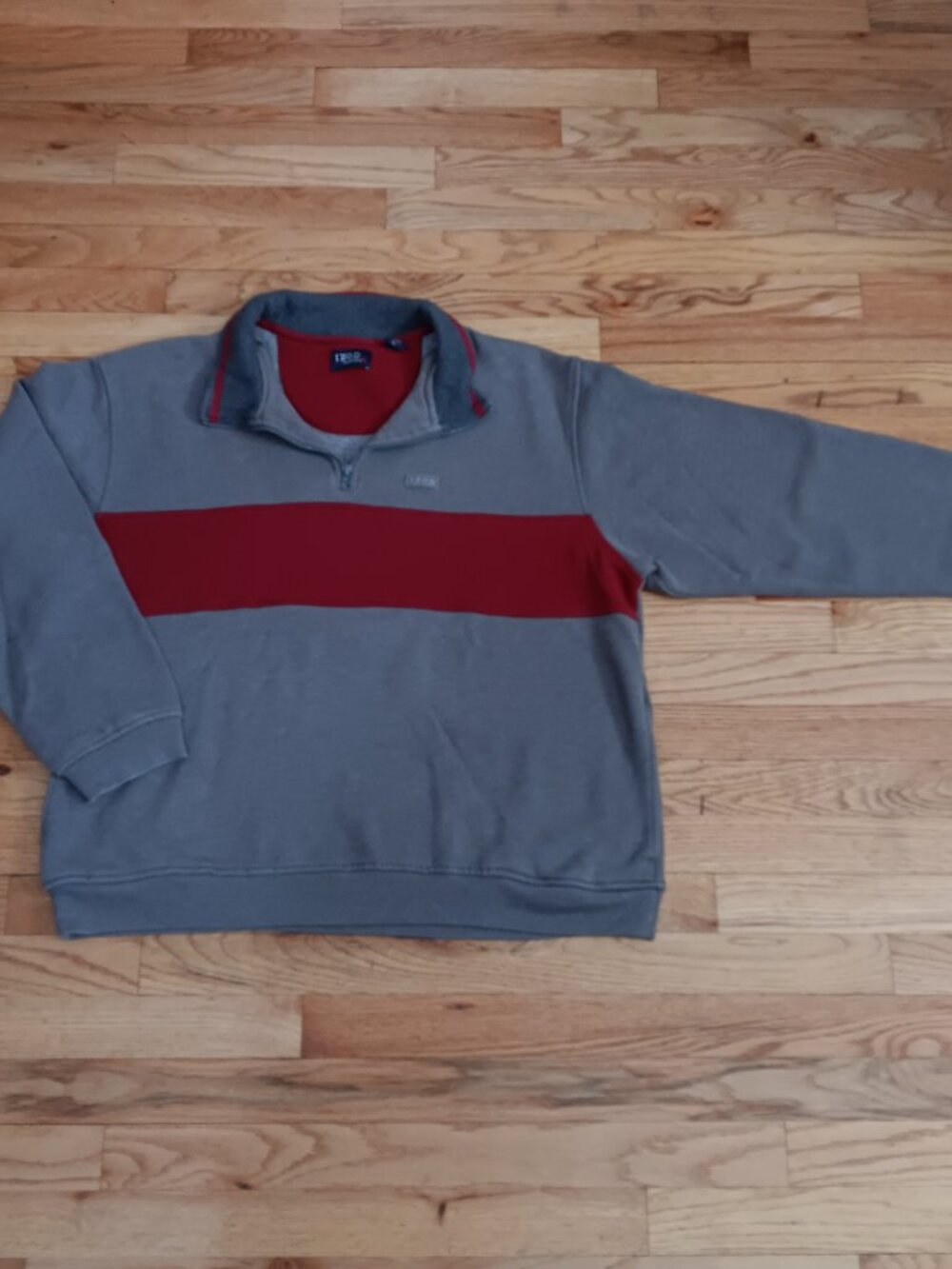 IZOD PerformX Men's Quarter Zip Long Sleeve Polo Pull-Over Sweater Red Gray XL